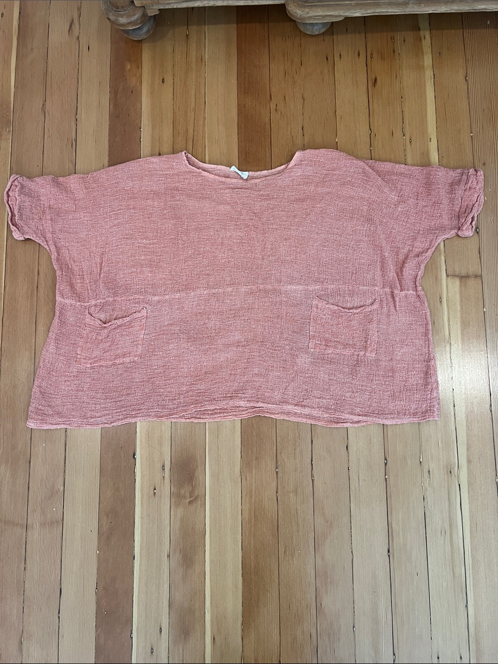 Relaxed front Pocket Boxy Top - salmon color tunic sz XL Italian